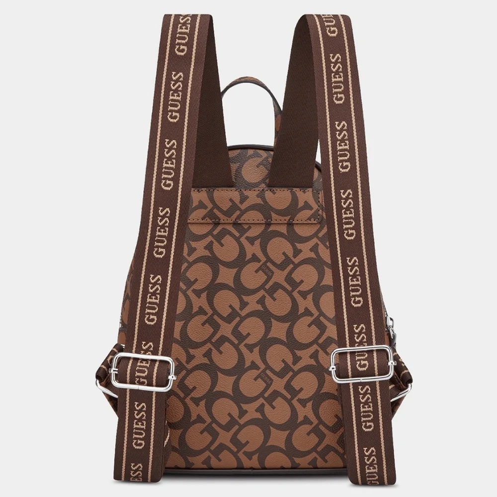GUESS Brown Logo-Print Backpack